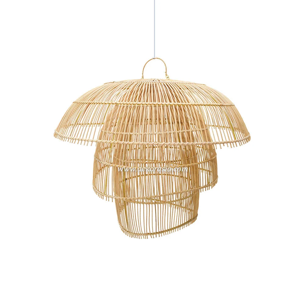 Unique Aesthetic Modern Rattan Hanging Pendant Lamp Natural Rattan Shade Middle Indoor Lighting for Living Room Home Decoration